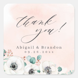 Sticker Carré Eucalyptus anemone floral rustique merci squar