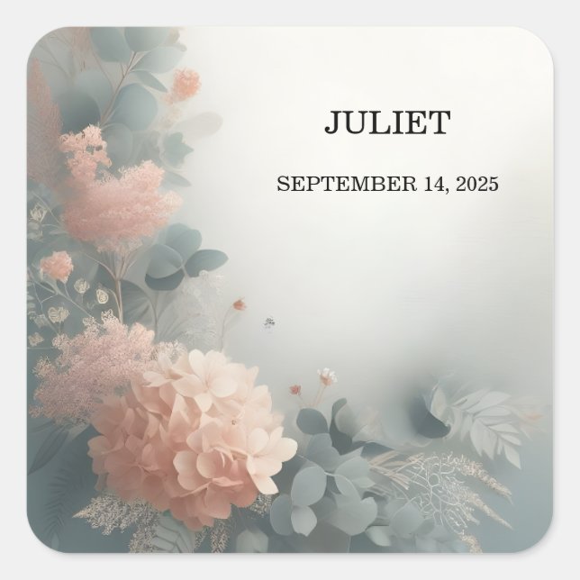 Sticker Carré Eucalyptus Dentelle Tulle Dusty Fête des mariées b (Devant)