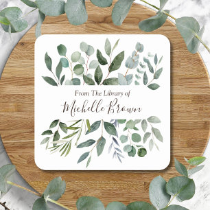 Sticker Carré Eucalyptus Élégant De La Bibliothèque de l'Ex-libr