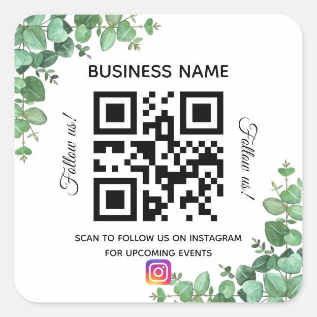 Sticker Carré Eucalyptus nom commercial qr code instagram (Devant)