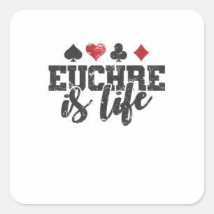Sticker Carré Euchre est la vie Kartenspiel Spielkarten