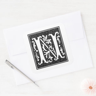 Sticker Carré Euclid Lettre majuscule N sur fond blanc
