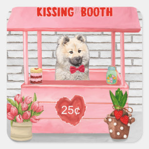 Sticker Carré Eurasier Chien Valentine's Day Kissing Booth