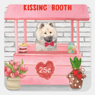 Sticker Carré Eurasier Chien Valentine's Day Kissing Booth