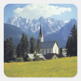 Sticker Carré Europe, Autriche, Gosau. La flèche de l'église