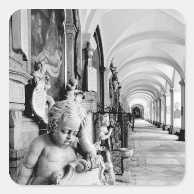 Sticker Carré Europe, Autriche, Salzbourg. Cherub et monument 2 (Devant)