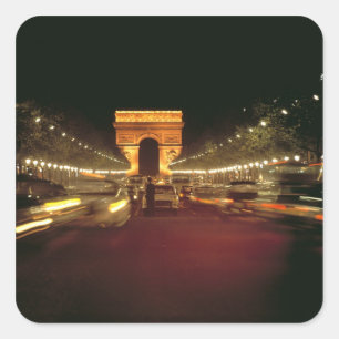 Sticker Carré Europe, France, Paris. La circulation du soir se p