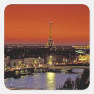 Sticker Carré Europe, France, Paris. Vue au coucher du soleil de