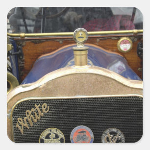 Sticker Carré Europe, Irlande, Dublin. Auto vintage, Blanc 2