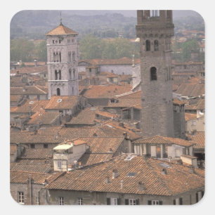 Sticker Carré Europe, Italie, Toscane, Lucques, Panorama de la v