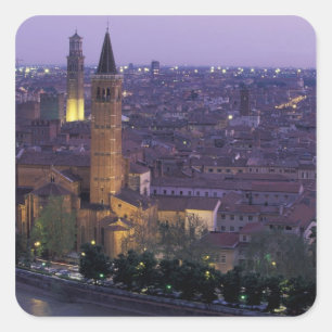 Sticker Carré Europe, Italie, Vérone, Vue du Castel S.