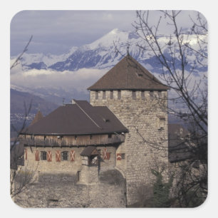 Sticker Carré Europe, Liechtenstein, Vaduz. Le château de Vaduz