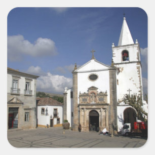 Sticker Carré Europe, Portugal, Obidos. Église Santa Maria à
