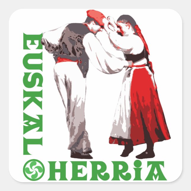 Sticker Carré Euskal Herria: traditional Basque dancers, (Devant)