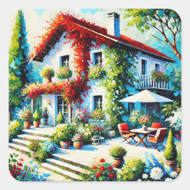 Sticker Carré Évasion Florale (Devant)