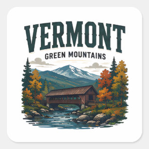 Sticker Carré Évasion Scénique des Montagnes Vertes du Vermont