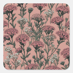 Sticker Carré Eve du désert d'Achillea motif Rose profond