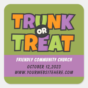 Sticker Carré Événement de l'église de Trunk ou Treat Party