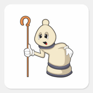 Sticker Carré Évêque aux échecs