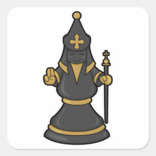 Sticker Carré Évêque aux échecs avec le personnel