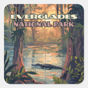 Sticker Carré Everglades Parc National Alligator Marécage Florid
