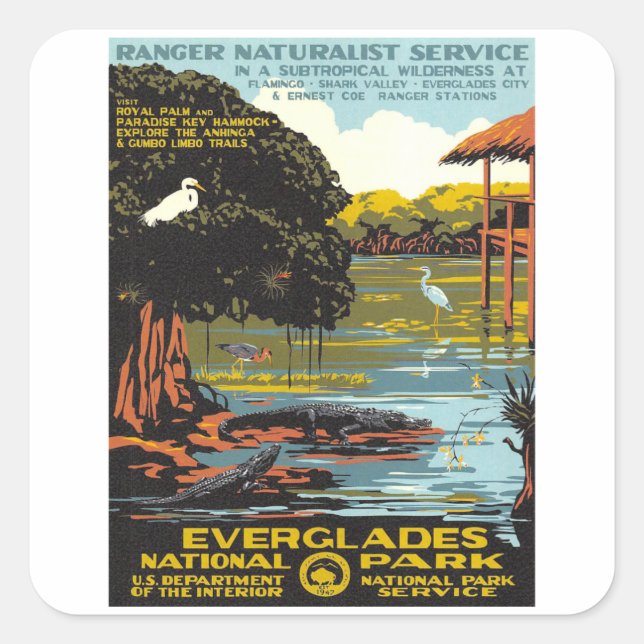 Sticker Carré Everglades - Vintage voyage (Devant)