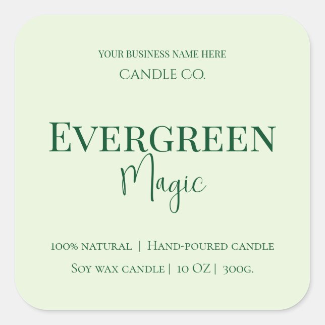Sticker Carré Evergreen Magic Christmas Candle Label | Custom (Devant)