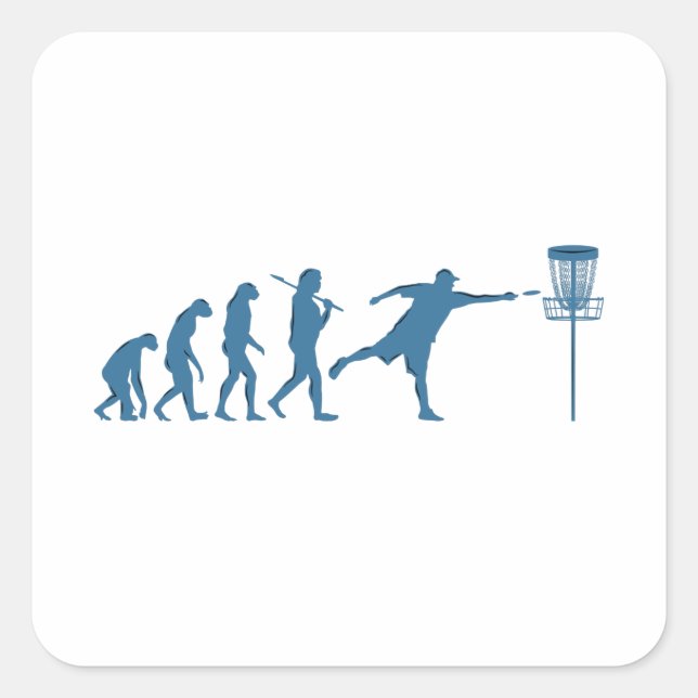 Sticker Carré Évolution de golf de disque (Devant)