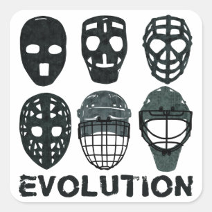 Sticker Carré Évolution de masque de gardien de but d'hockey