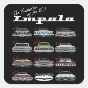 Sticker Carré Évolution des années 60 Impala, 1960, Baguette cha