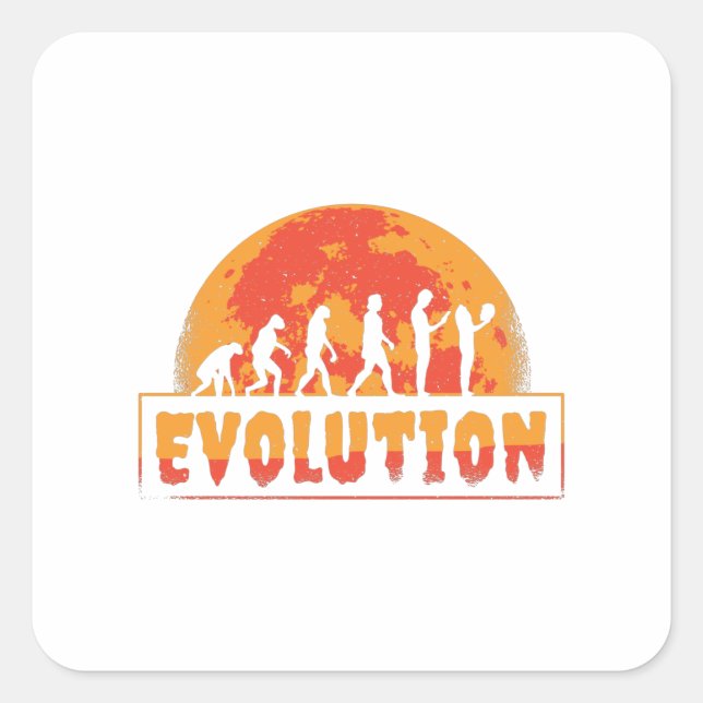 Sticker Carré Évolution drôle du singe au zombie (Devant)