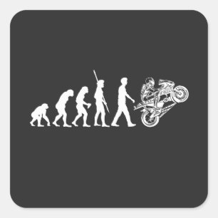 Sticker Carré Évolution du cycliste motocycliste