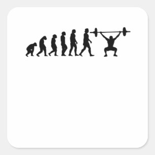 Sticker Carré Evolution Powerliflifting Bodybuilding Cadeau