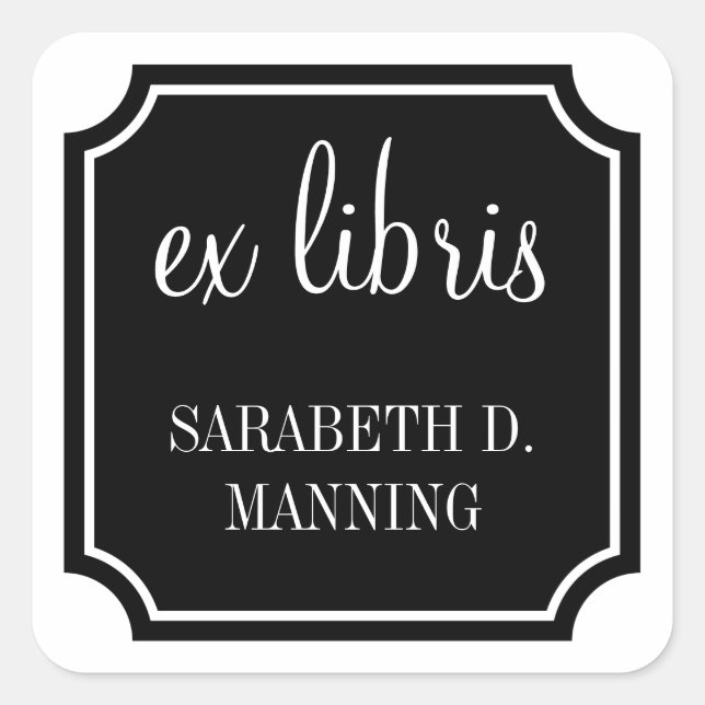 Sticker Carré Ex Libris Carré Bordure Mansardée Ex-Libris (Devant)