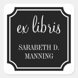Sticker Carré Ex Libris Carré Bordure Mansardée Ex-Libris