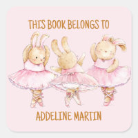 Ex-libris Danse des Lapines Ballerine Rose 