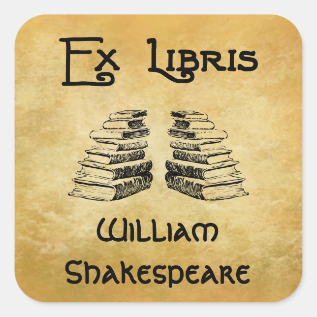 Sticker Carré Ex Libris Deco Lettres Livres Livres Livres person (Devant)