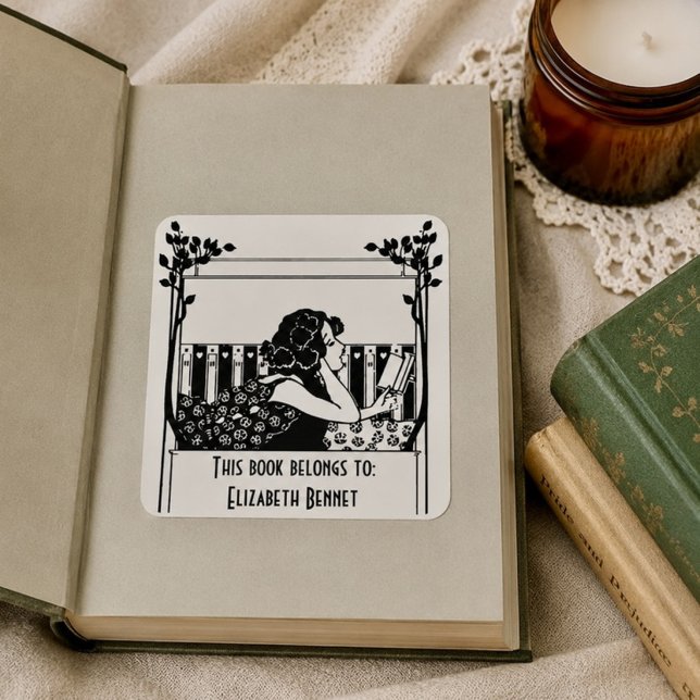 Sticker Carré Ex-libris élégant vintage (Créateur téléchargé)