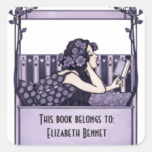 Sticker Carré Ex-libris élégant vintage