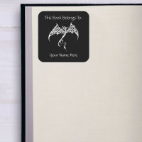 Ex-libris Noir Blanc Entrelacs de Dragon Celtique