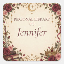 Ex-libris personnalisé de bibliothèque Romantasy