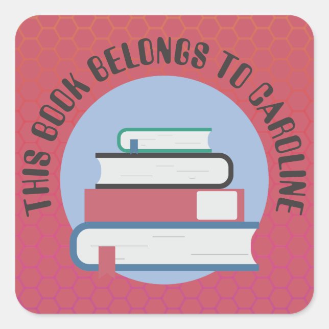 STICKER CARRÉ EX-LIBRIS PERSONNEL, LIVRES, LIVRES ÉMPILÉS, MANUE (Devant)