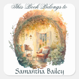 Sticker Carré Ex Libris Plaque personnalisée