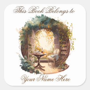 Sticker Carré Ex Libris Plaque personnalisée