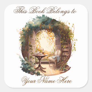 Sticker Carré Ex Libris Plaque personnalisée