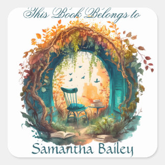 Sticker Carré Ex Libris Plaque personnalisée