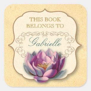 Sticker Carré Ex-libris vintage de lotus