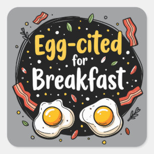 Sticker Carré Excitant pour le petit déjeuner Design de jeu de m