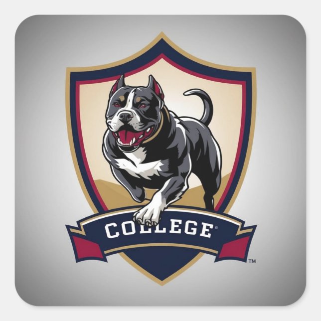 Sticker Carré Exécution du logo PitBull College (Devant)
