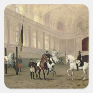 Sticker Carré Exercice du matin dans la Hofreitschule